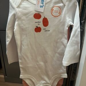 Carter's Cream and Orange Pumpkin Bodysuit